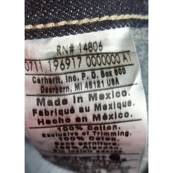 Carhartt Men's 36 x 30 Dark Wash "Slim Straight" 100% Cotton Denim Jeans - Picture 5 of 7